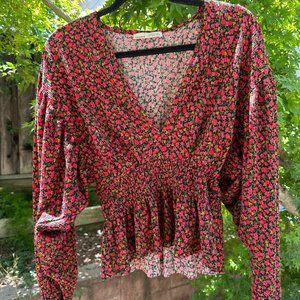 ASOS Floral puff sleeve shirt